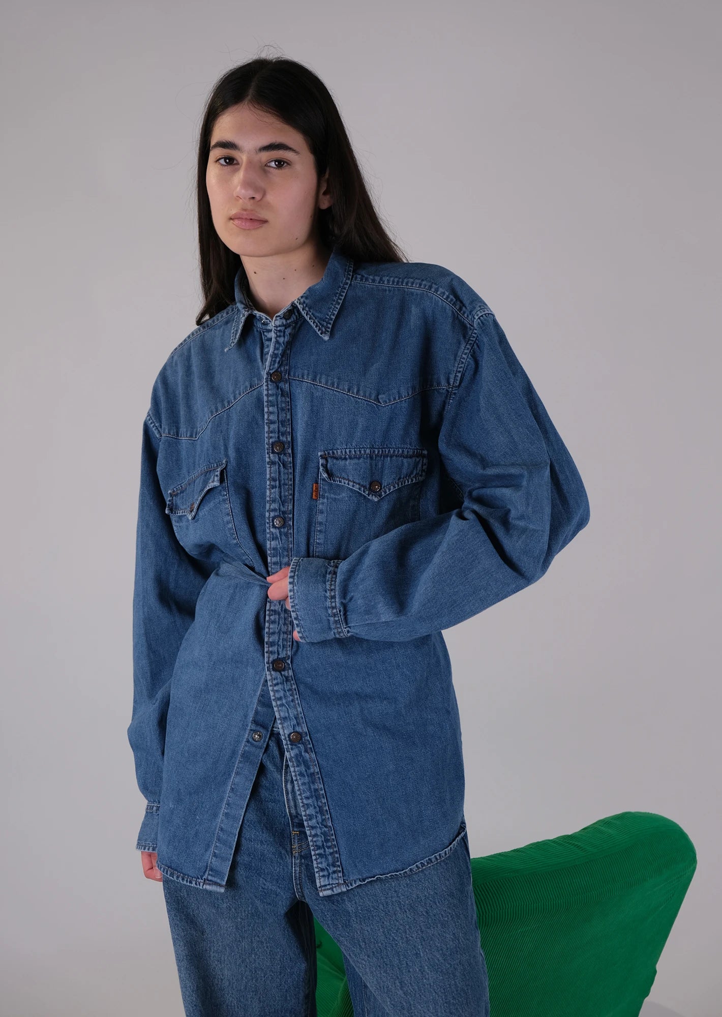 Redone open back RL denim shirt
