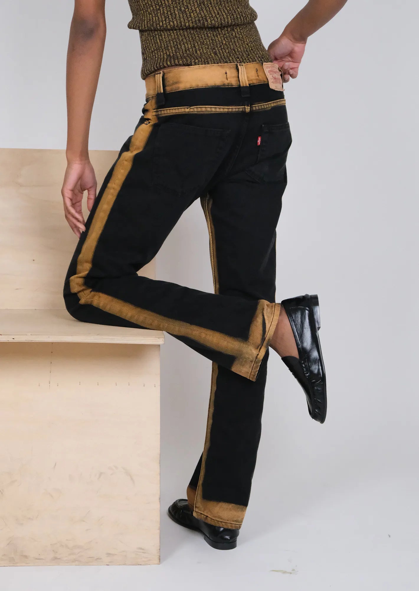 Redone tie dye striped levis