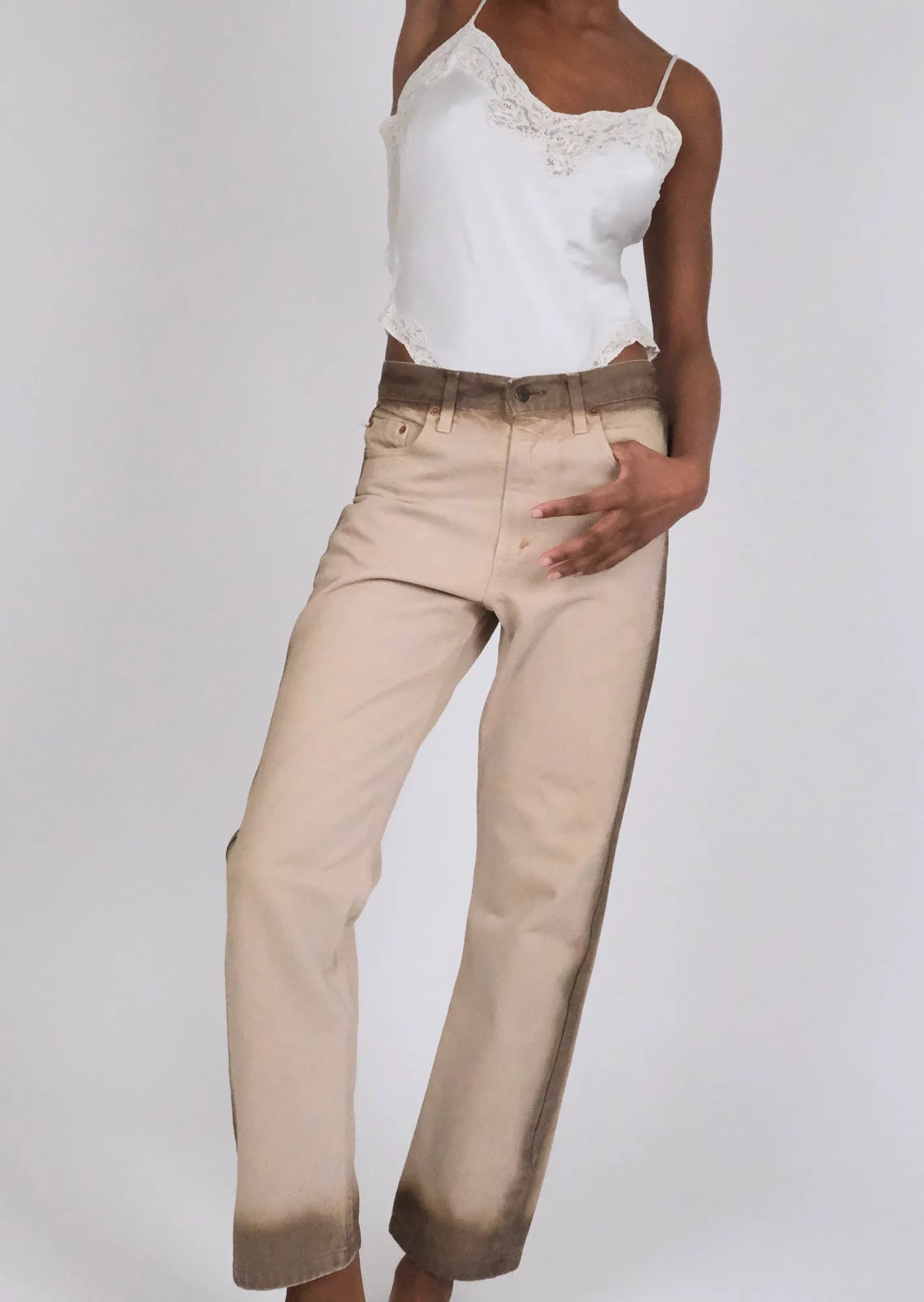 Redone tie dye striped levis