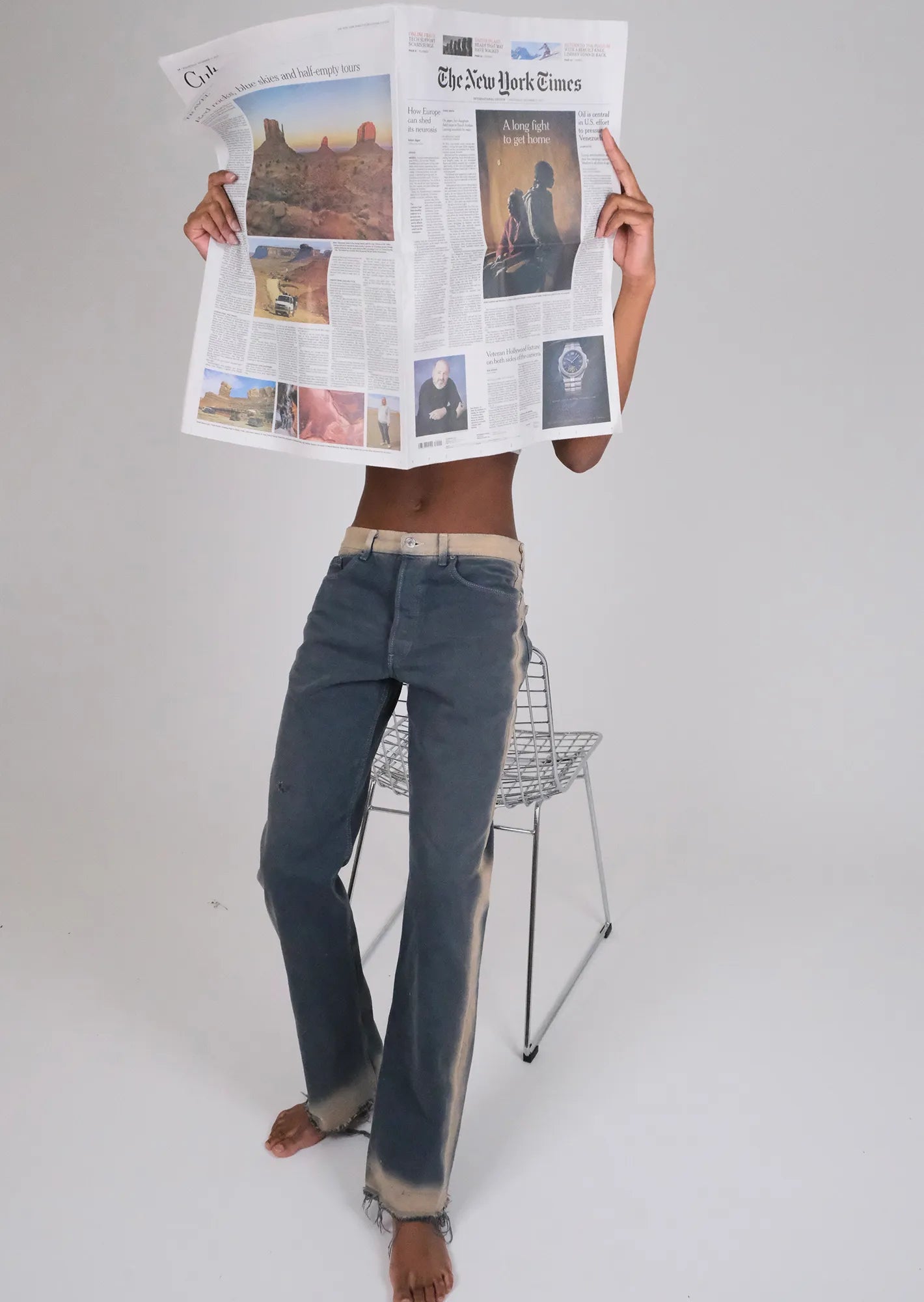 Redone tie dye striped levis