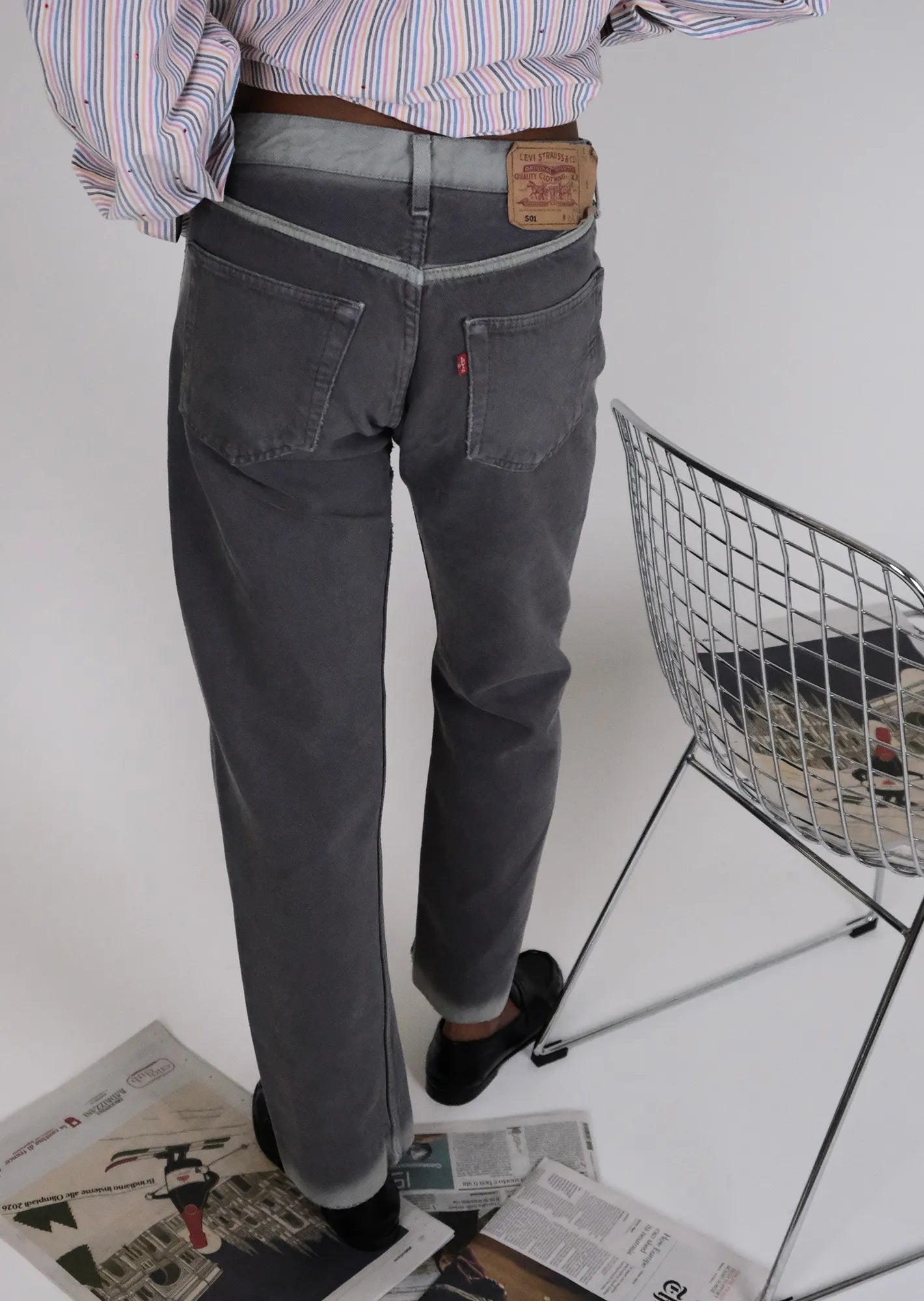 Redone tie dye striped levis