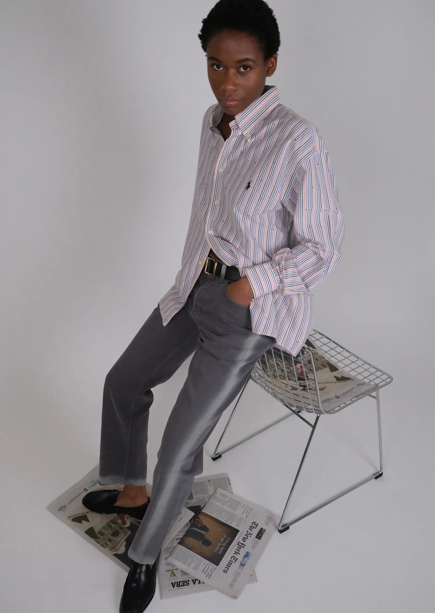 Redone tie dye striped levis