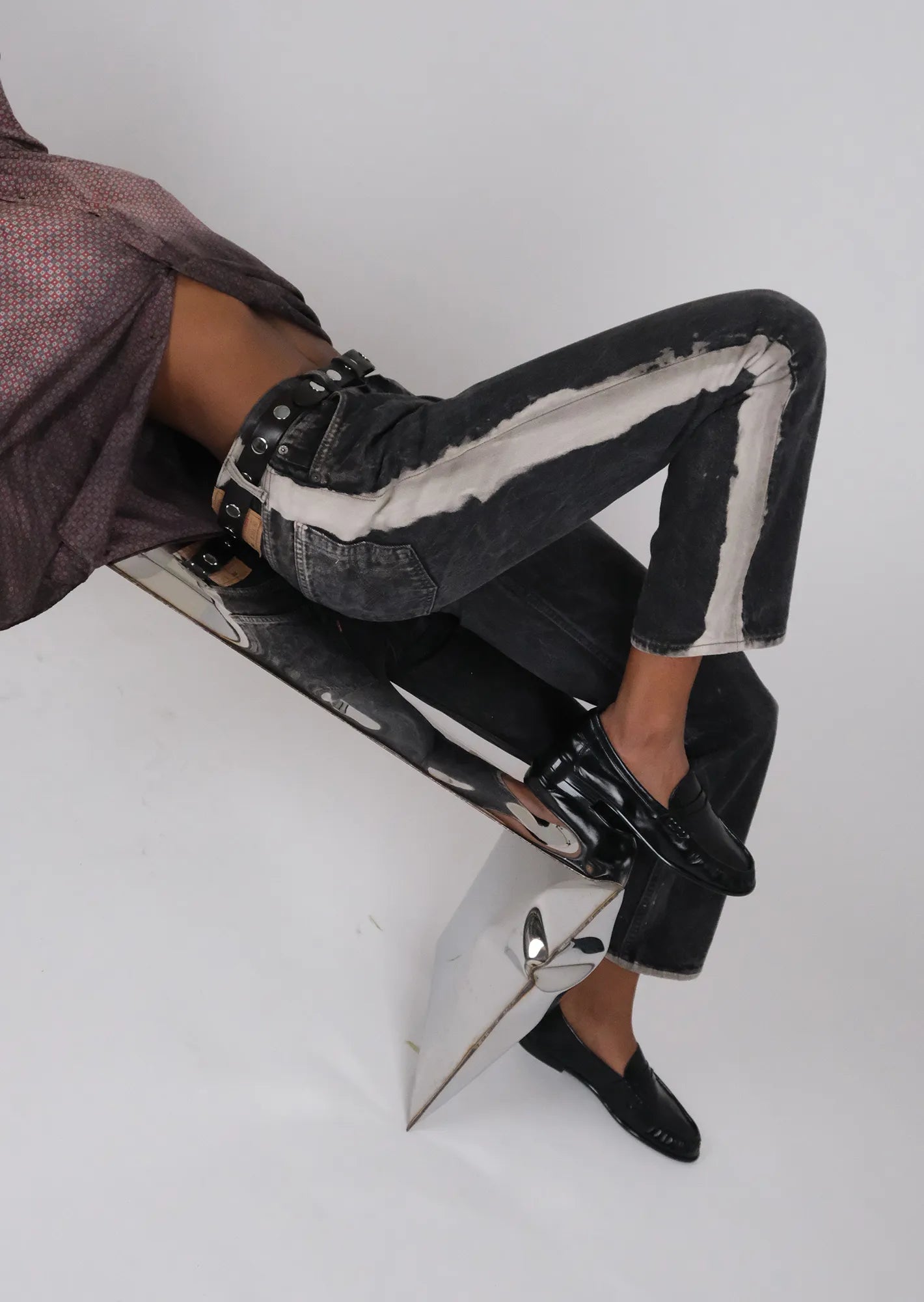 Redone tie dye striped levis