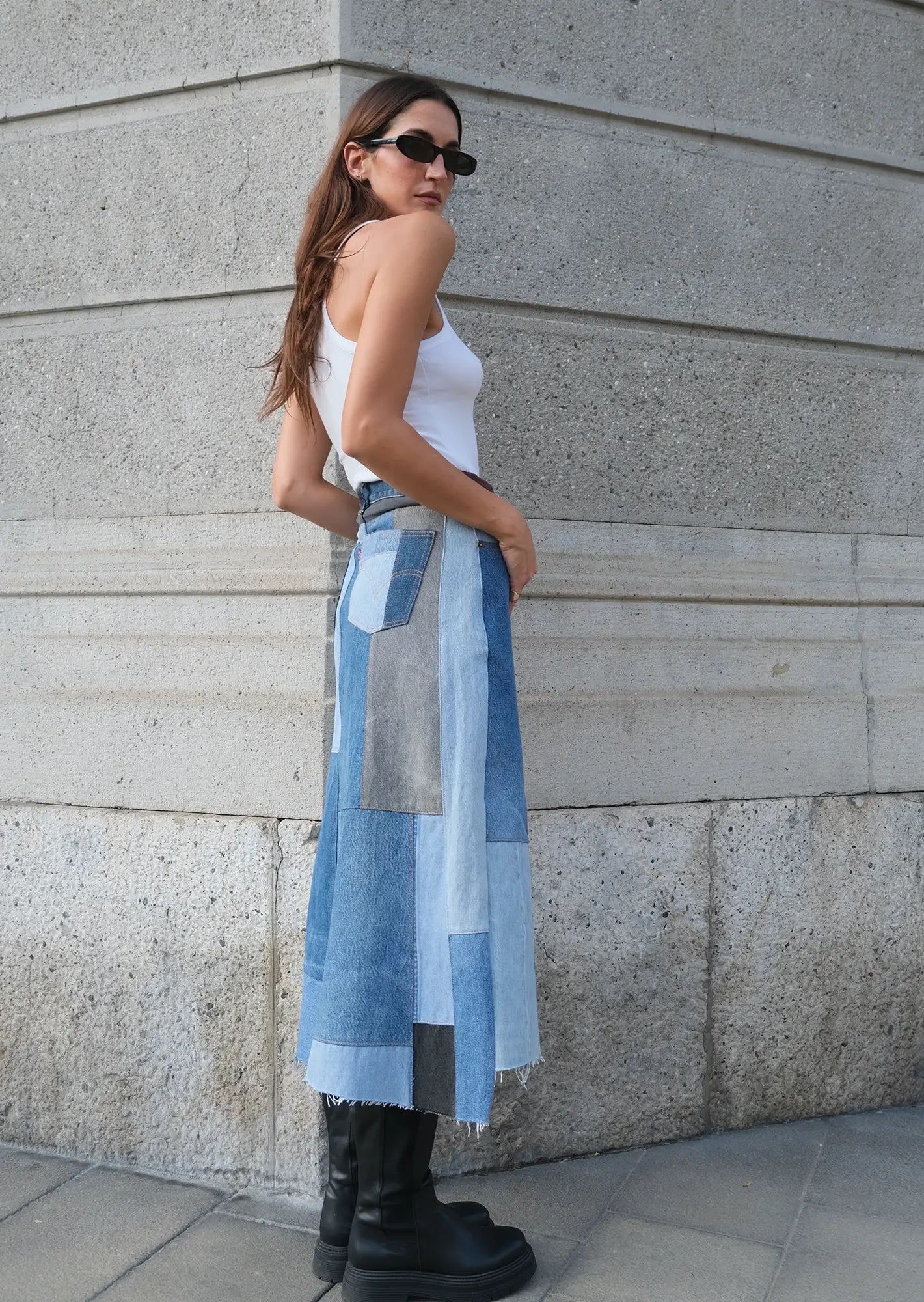 Denim Patchwork Levis Skirt