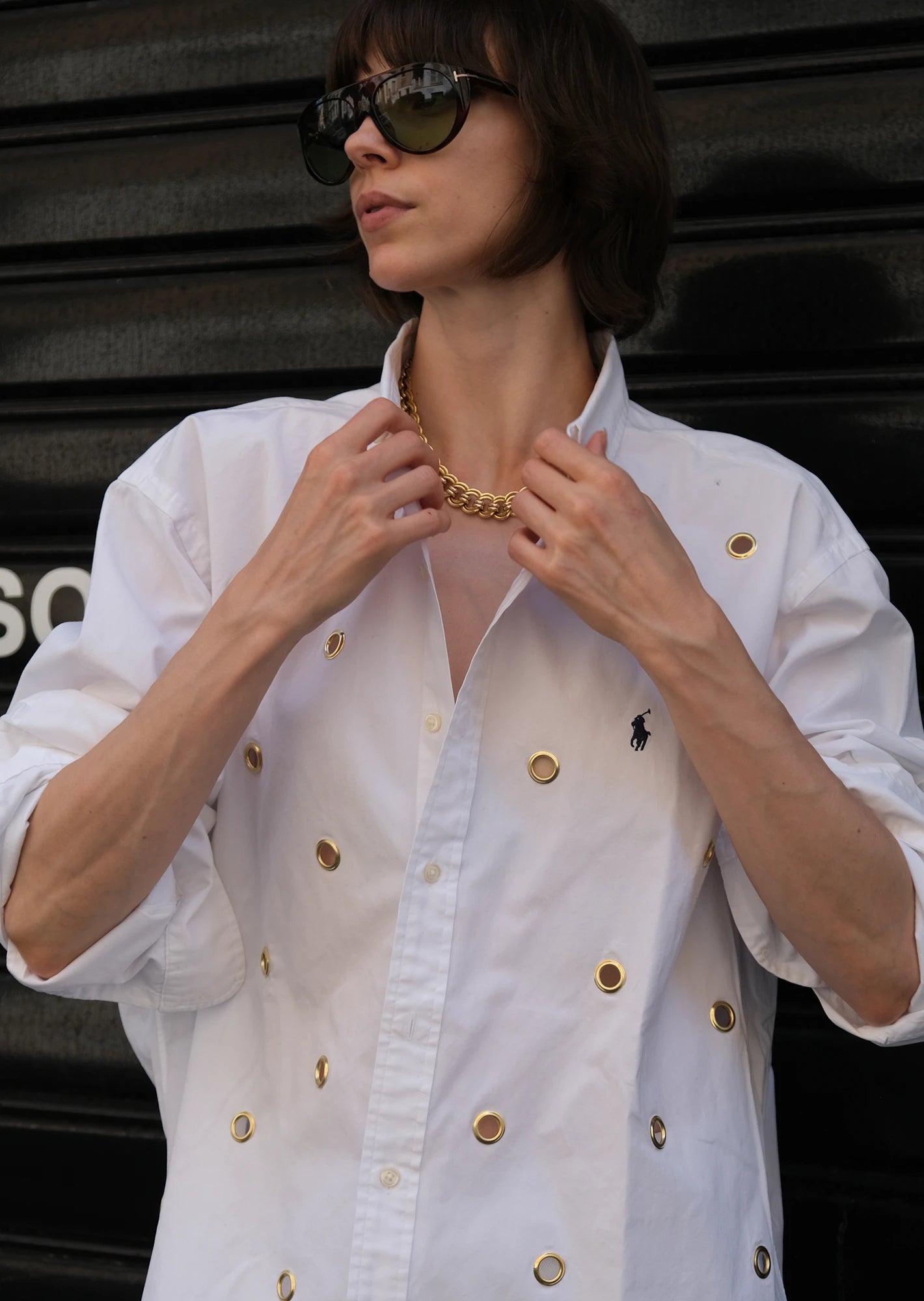 Eyelets white shirt