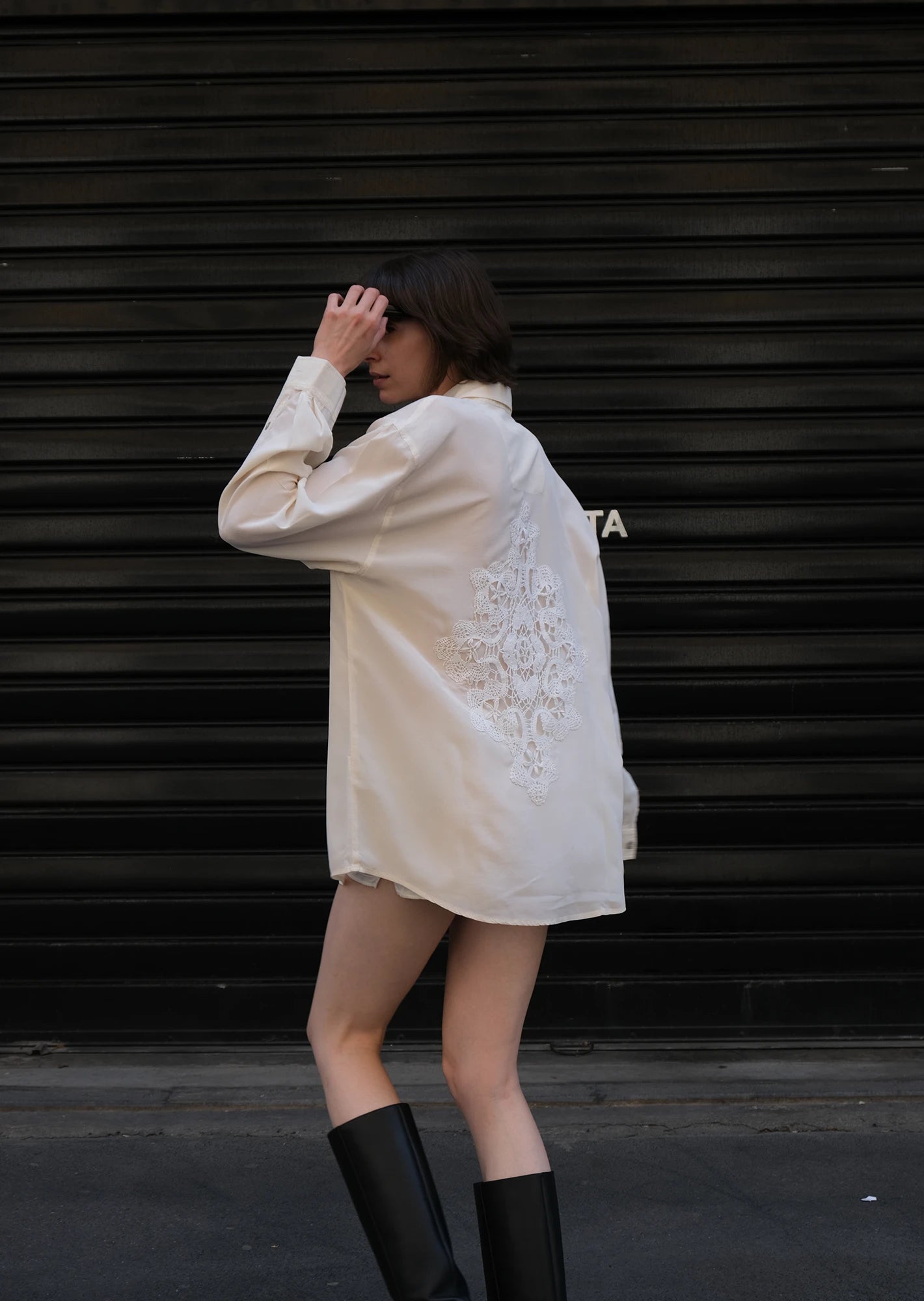 Silk crochet shirt