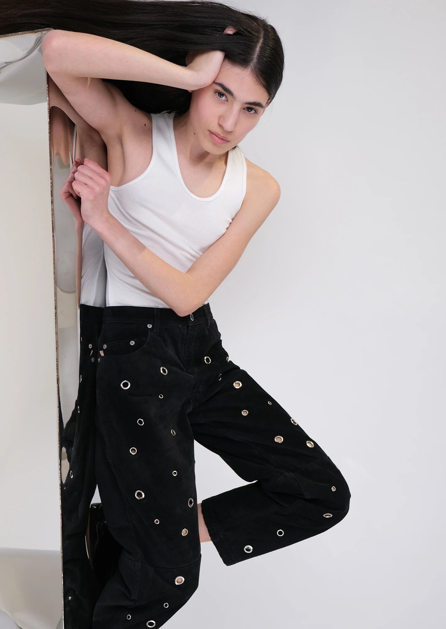 Suade eyelets pants