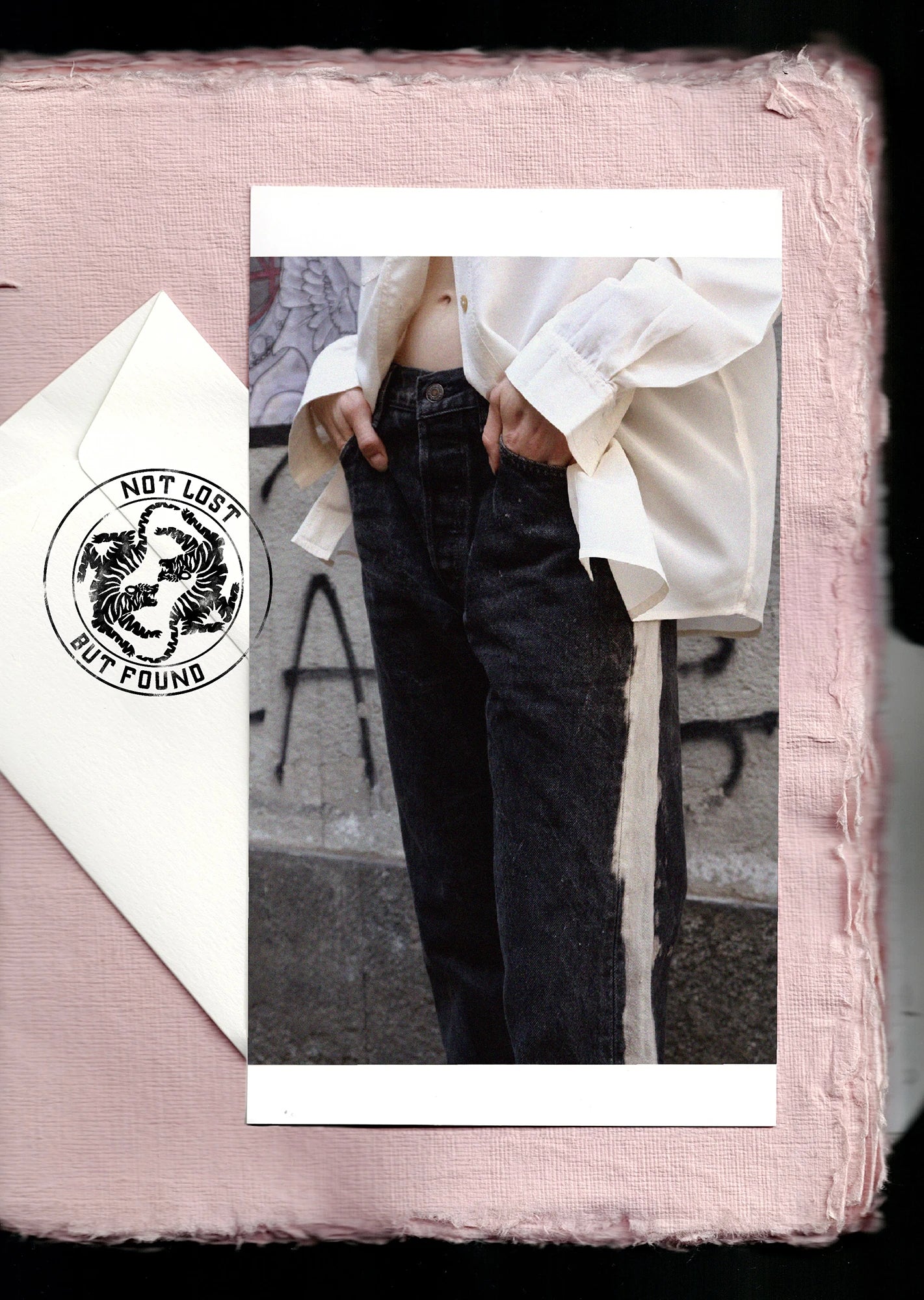 Black tie dye striped denim