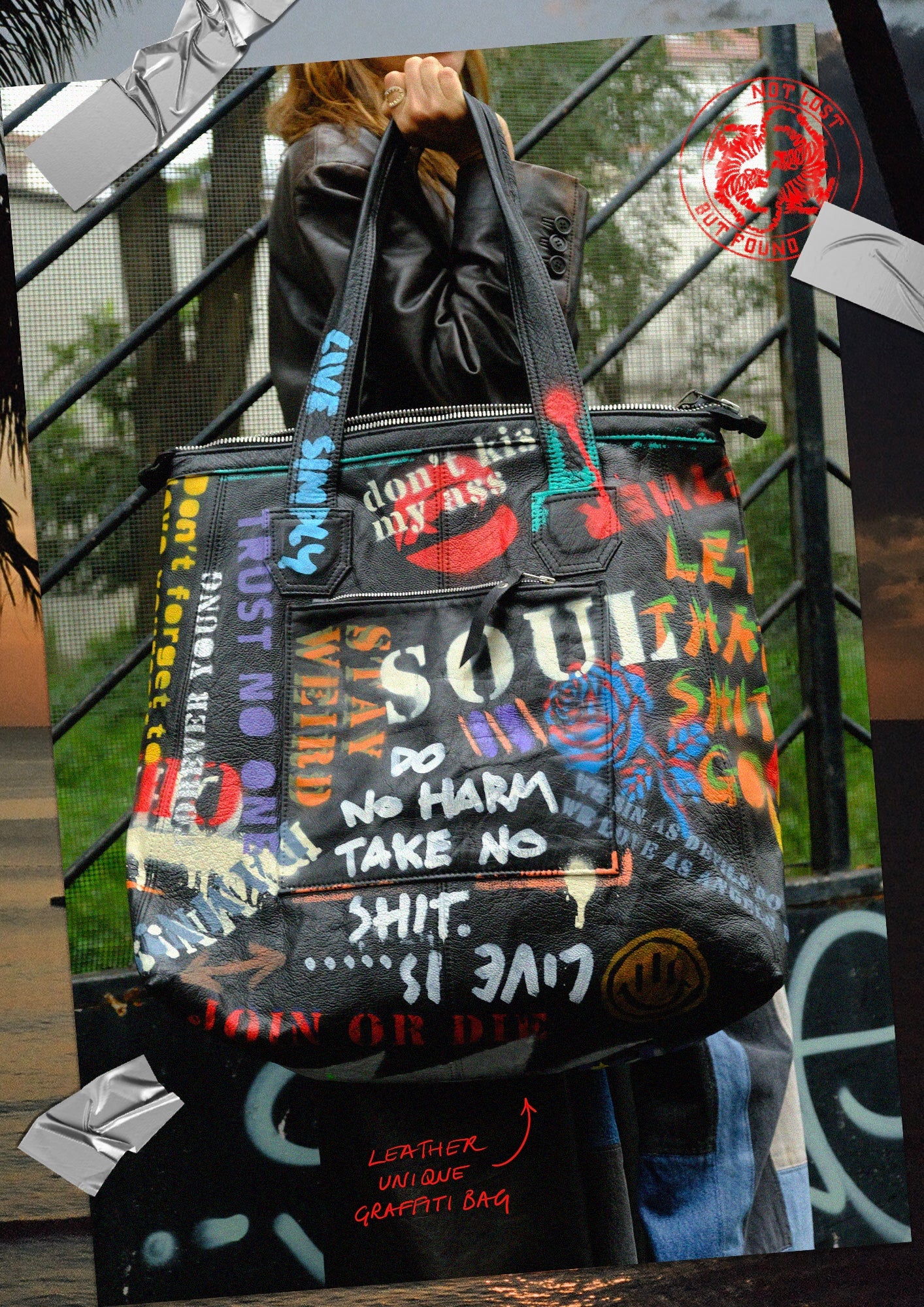 Leather Graffiti Bag