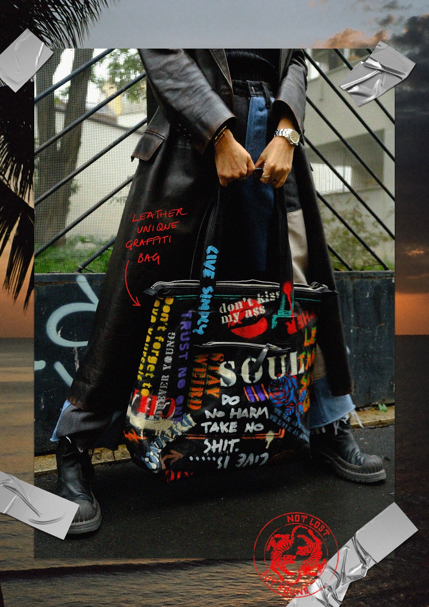 Leather Graffiti Bag