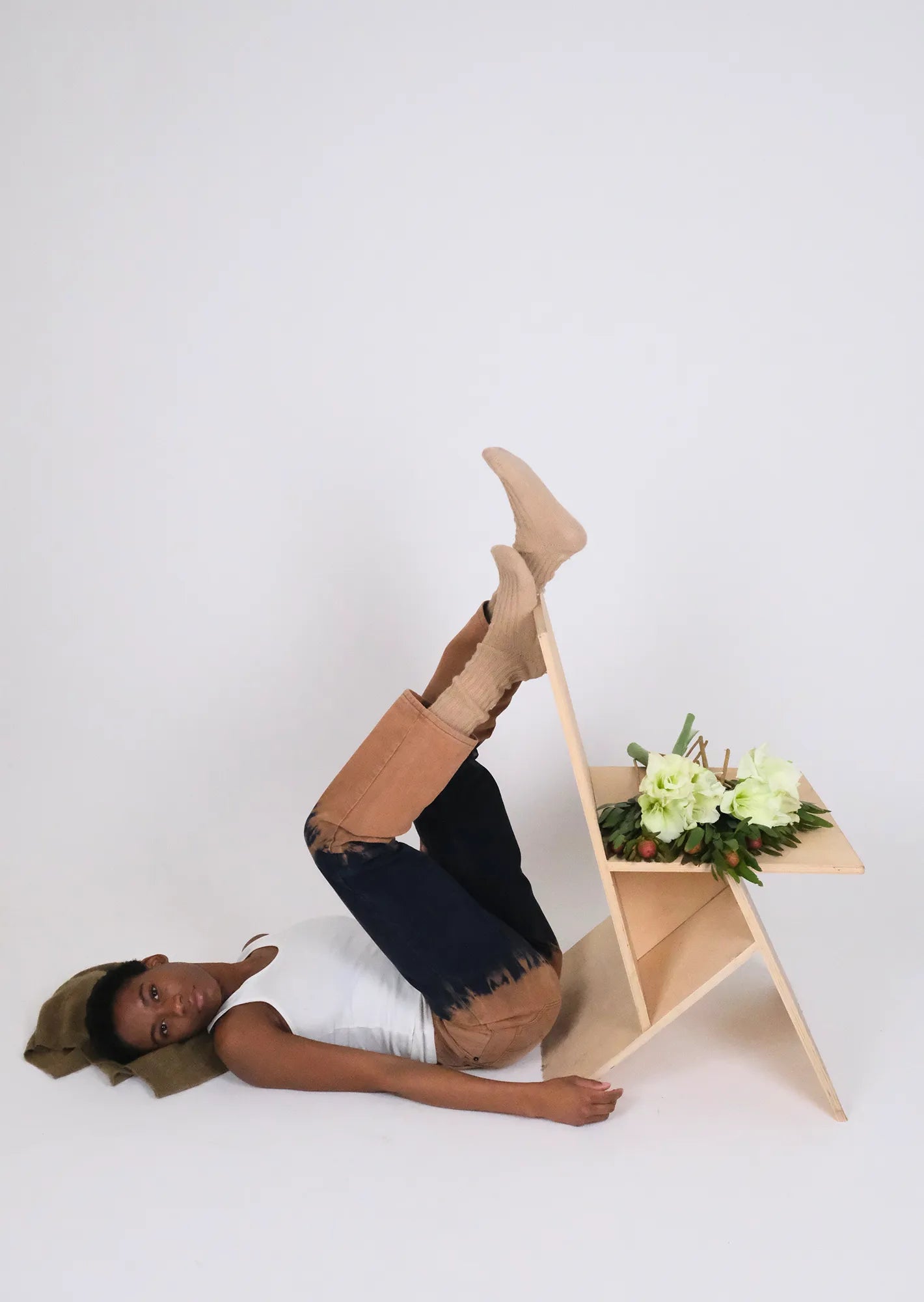 Redone tie dye color block levis