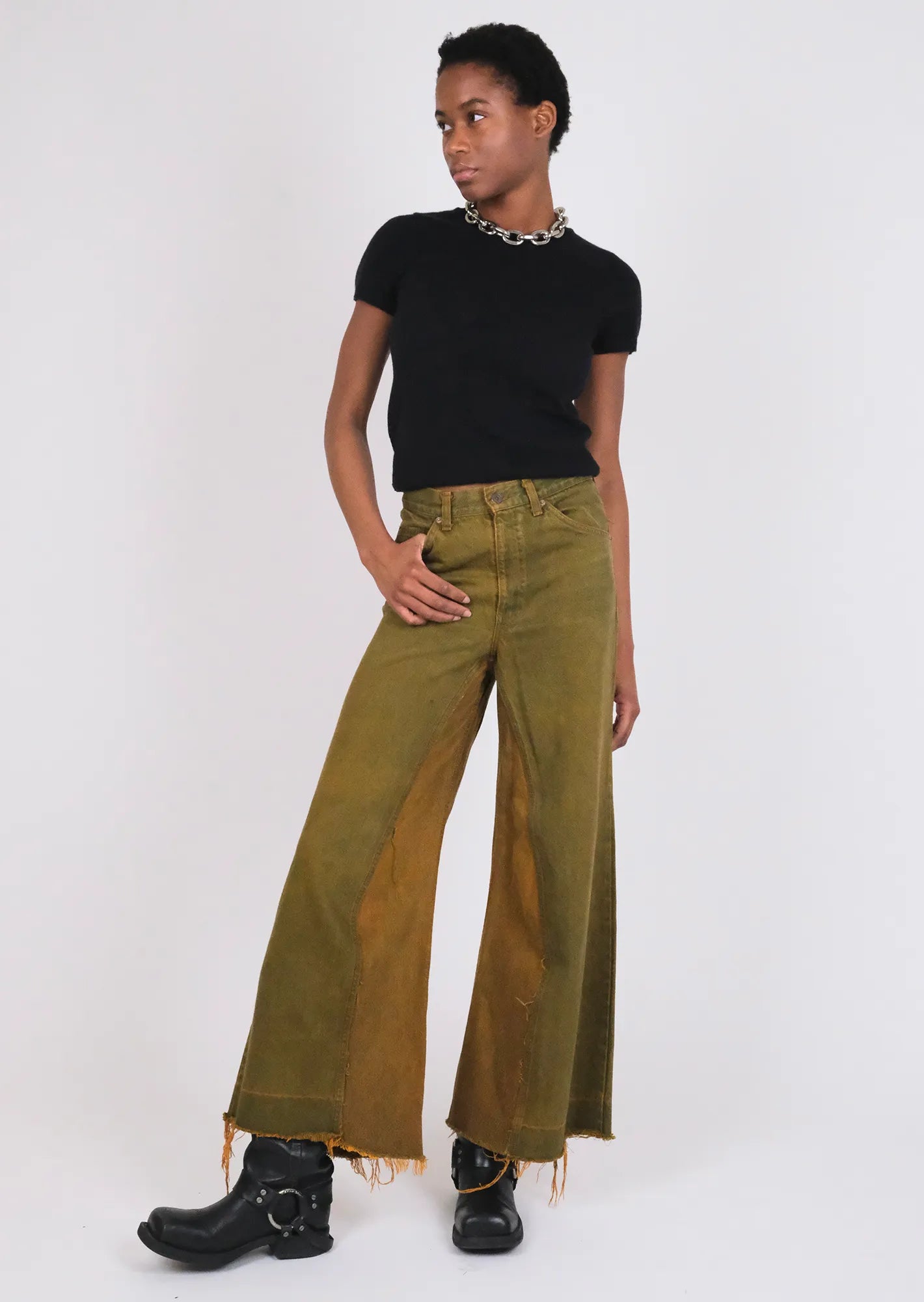 Redone tie dye flared denim