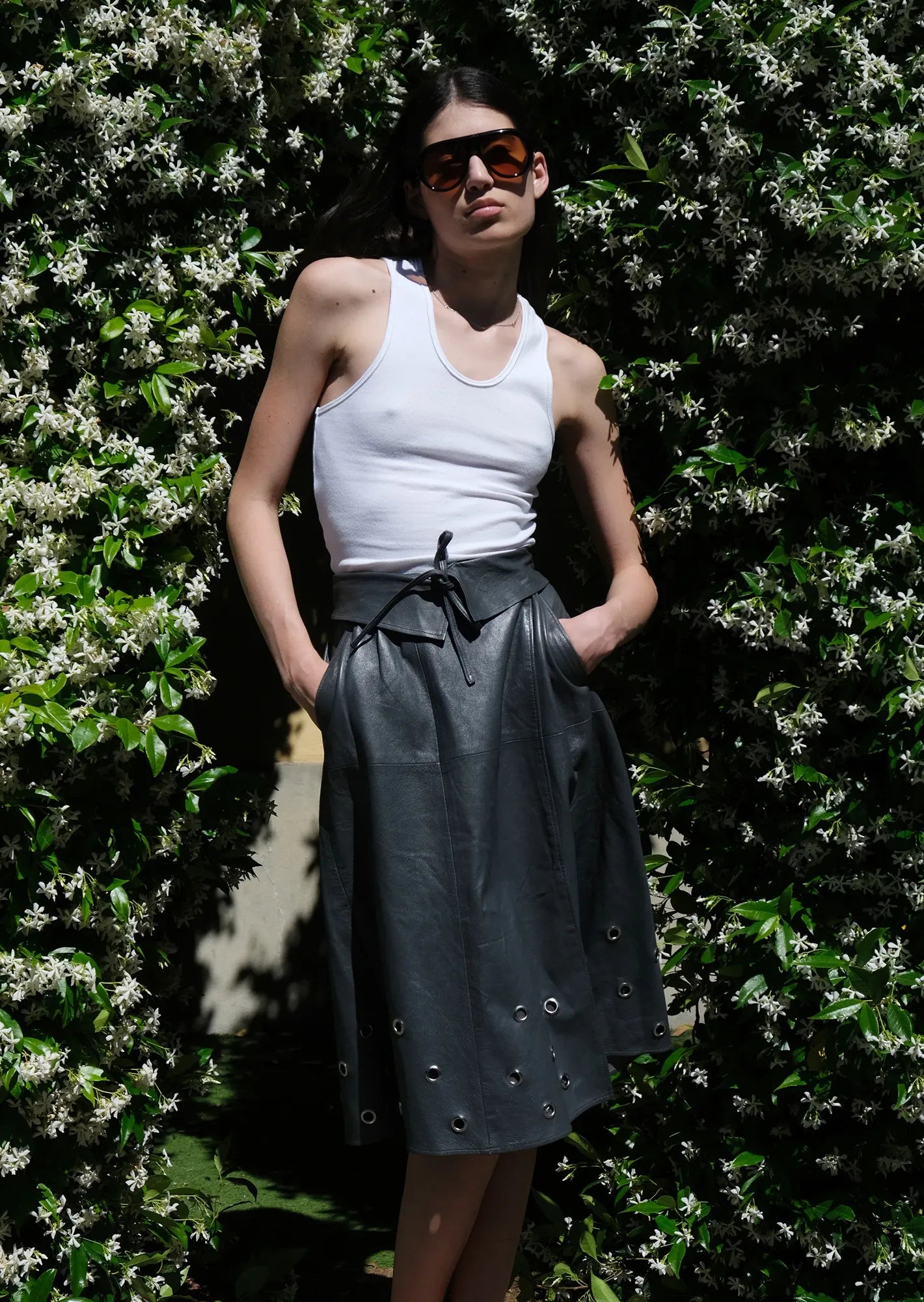 Vintage leather eyelets skirt