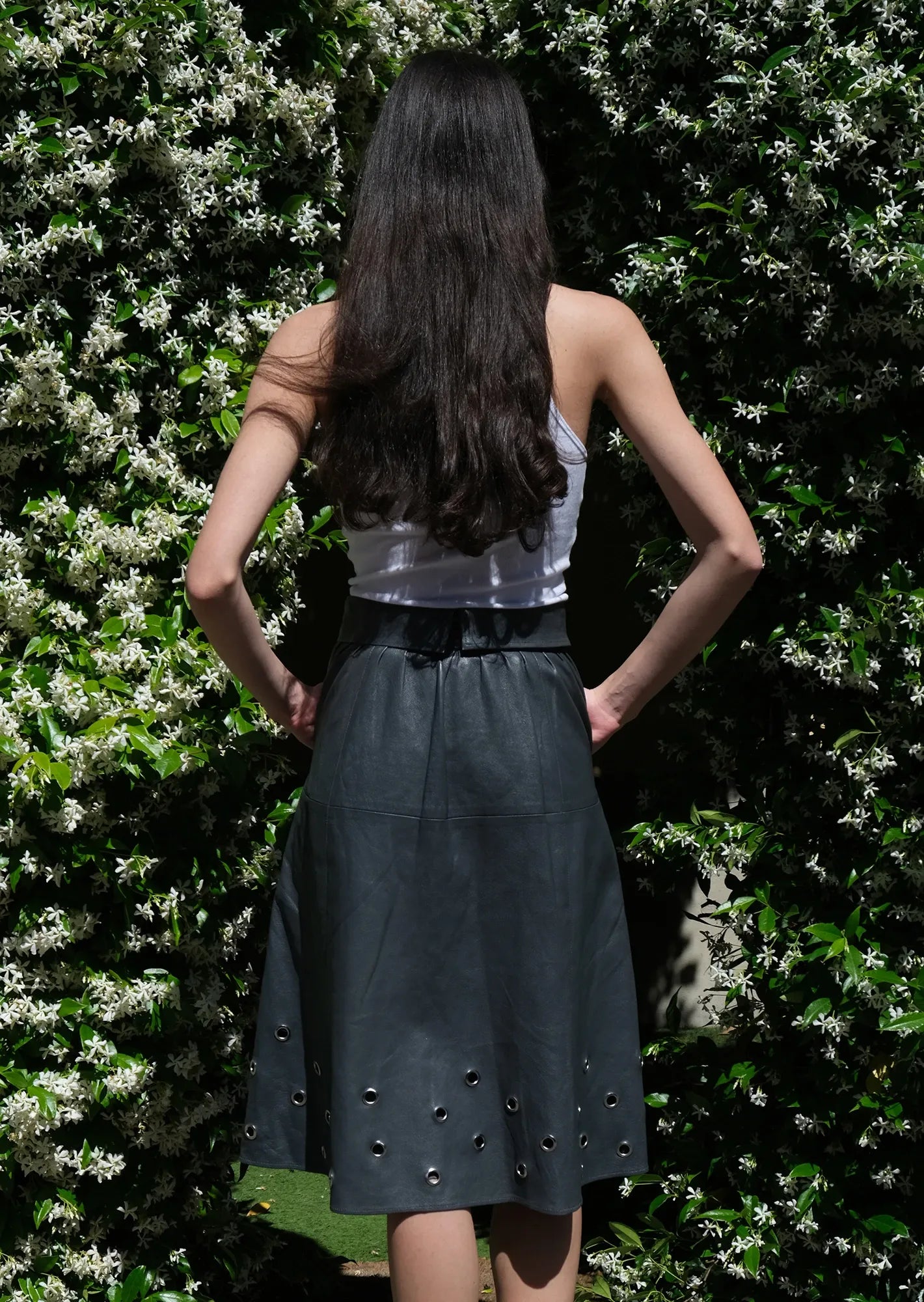 Vintage leather eyelets skirt