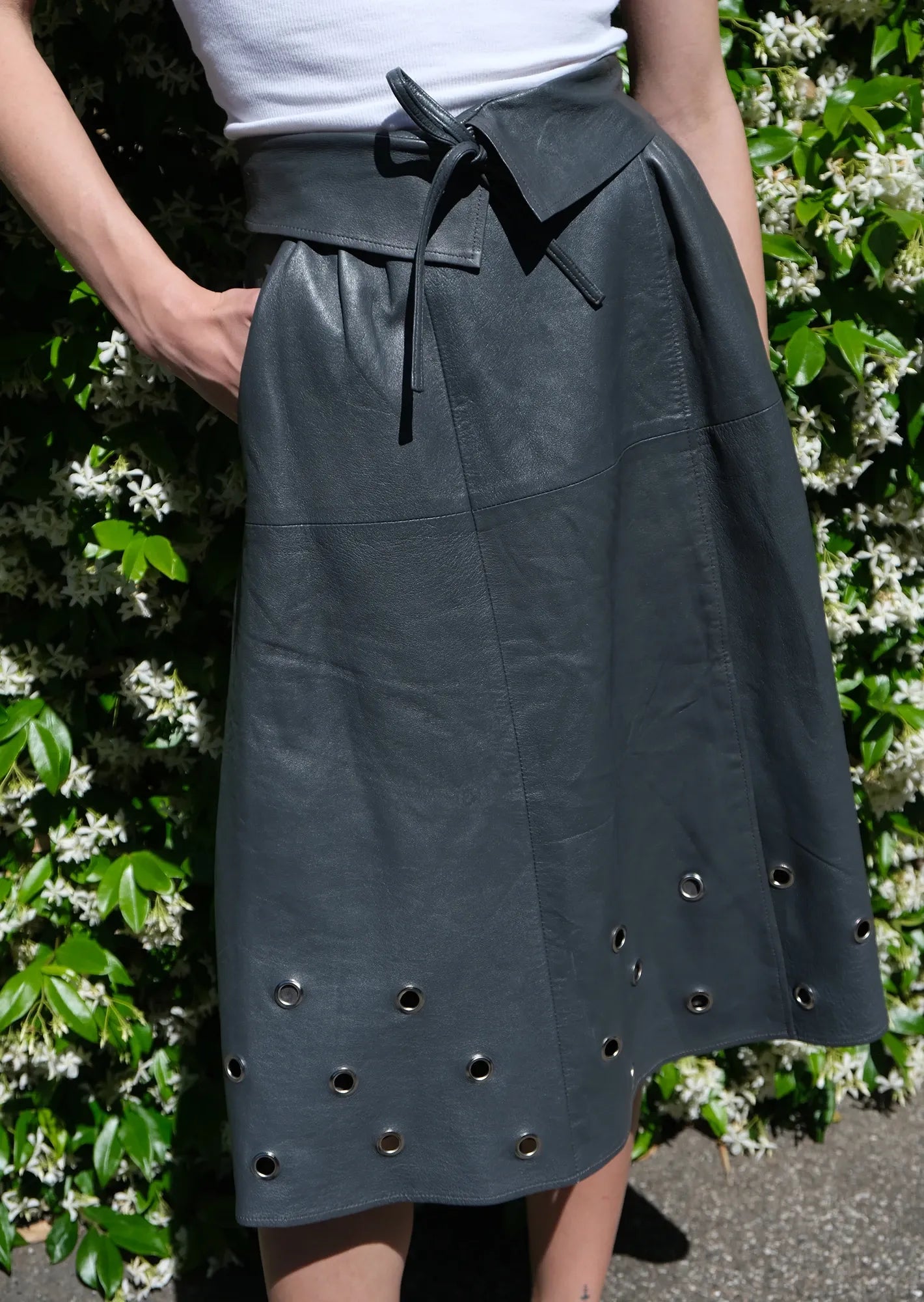 Vintage leather eyelets skirt