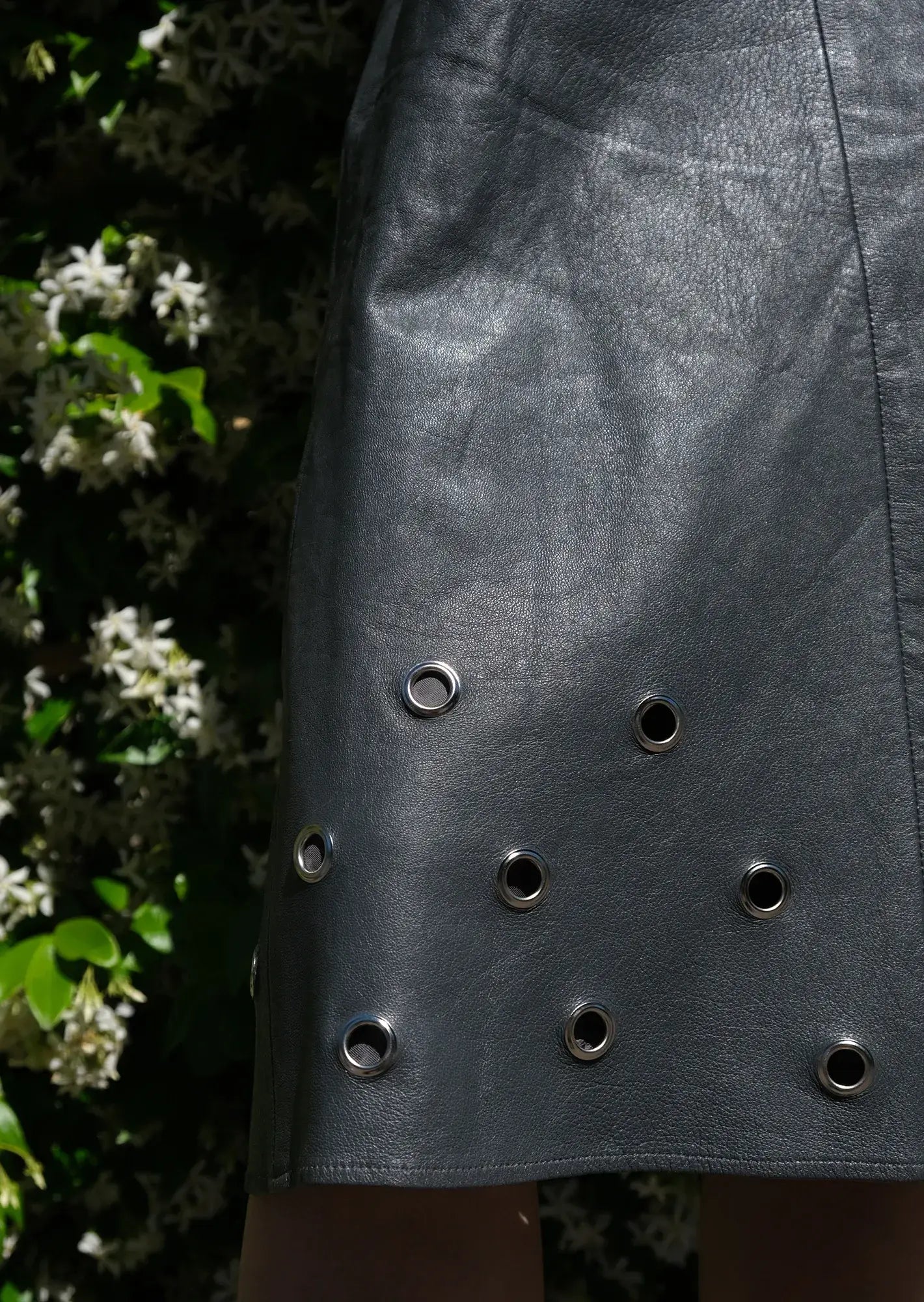 Vintage leather eyelets skirt