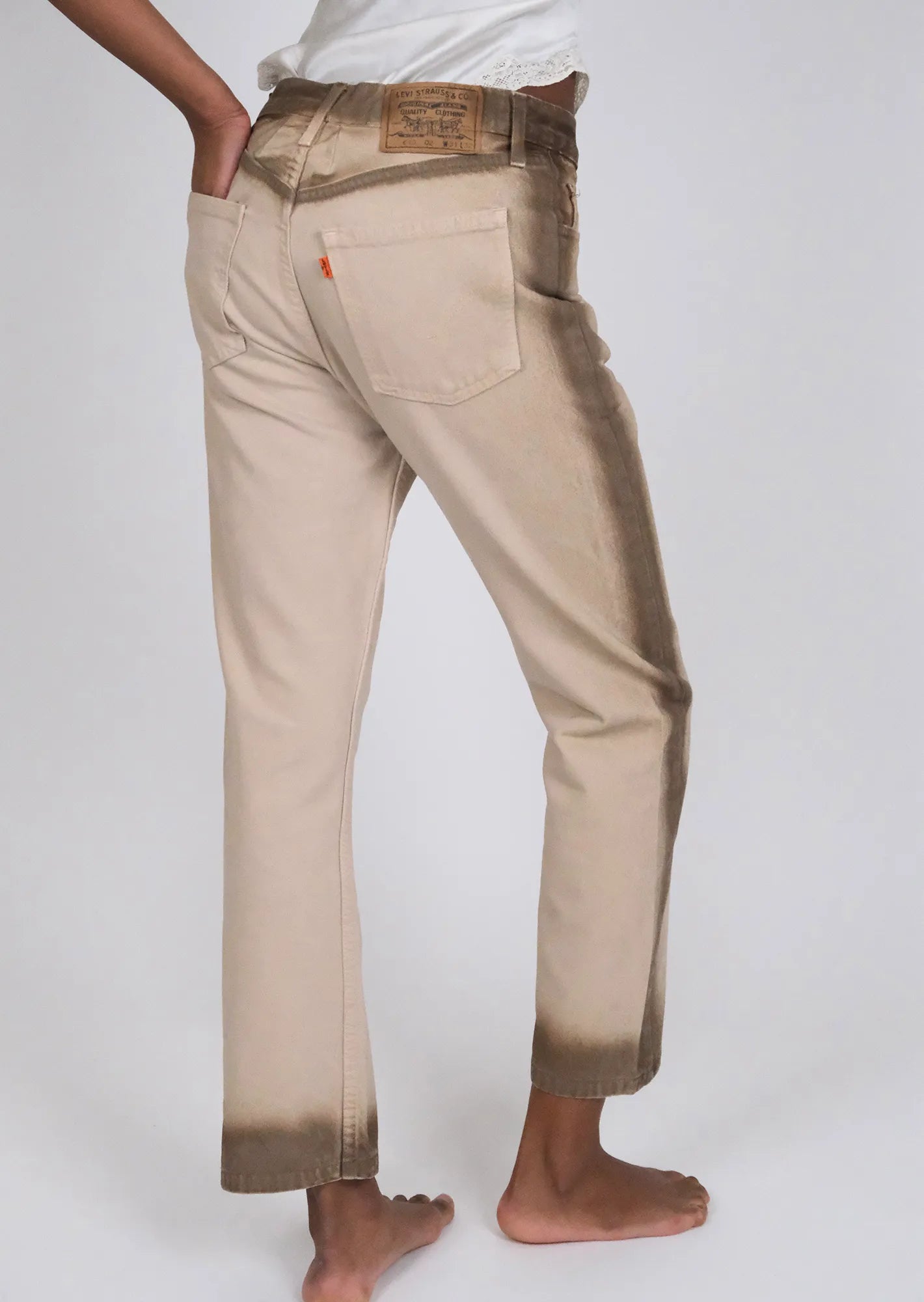 Redone tie dye striped levis