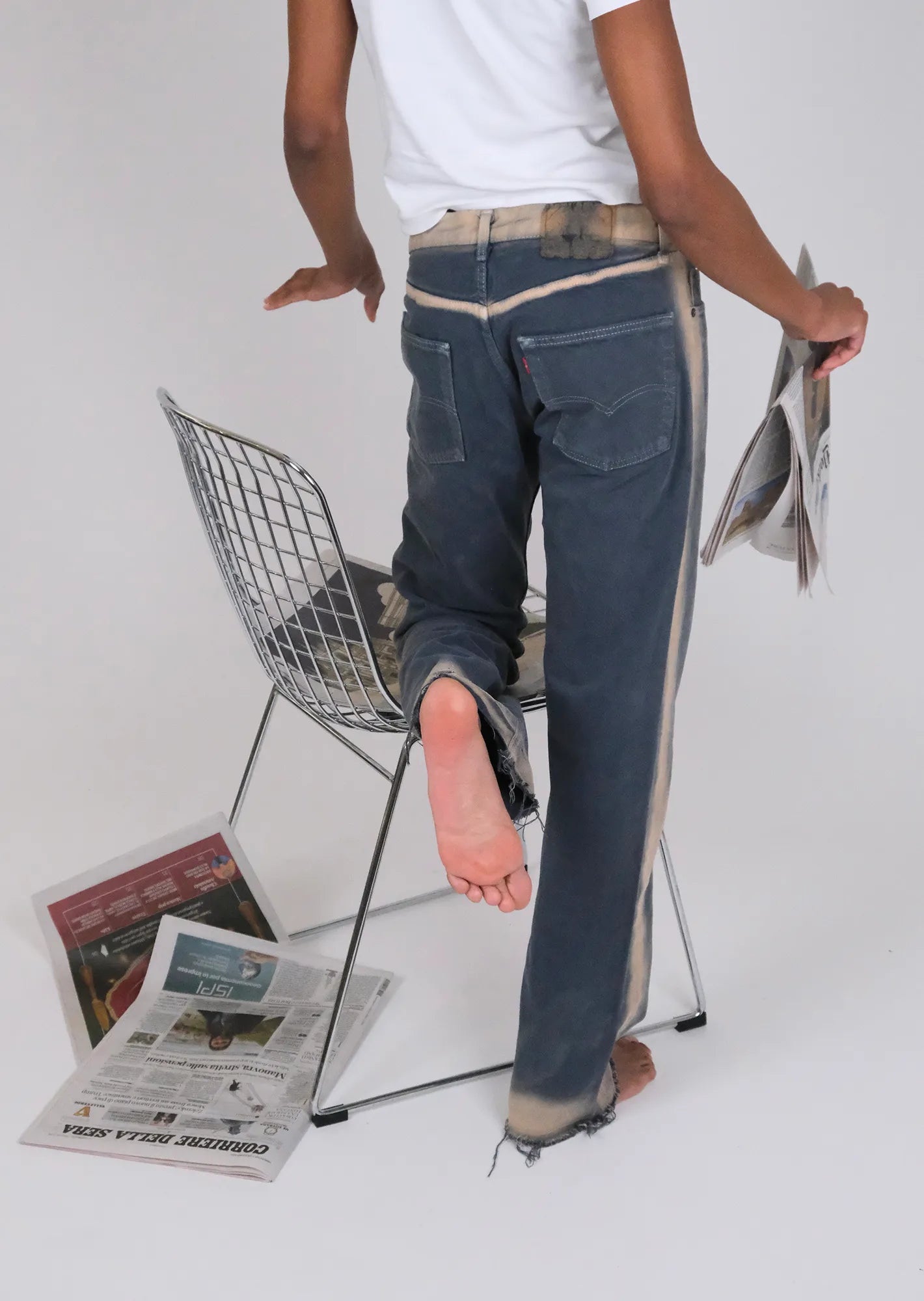 Redone tie dye striped levis