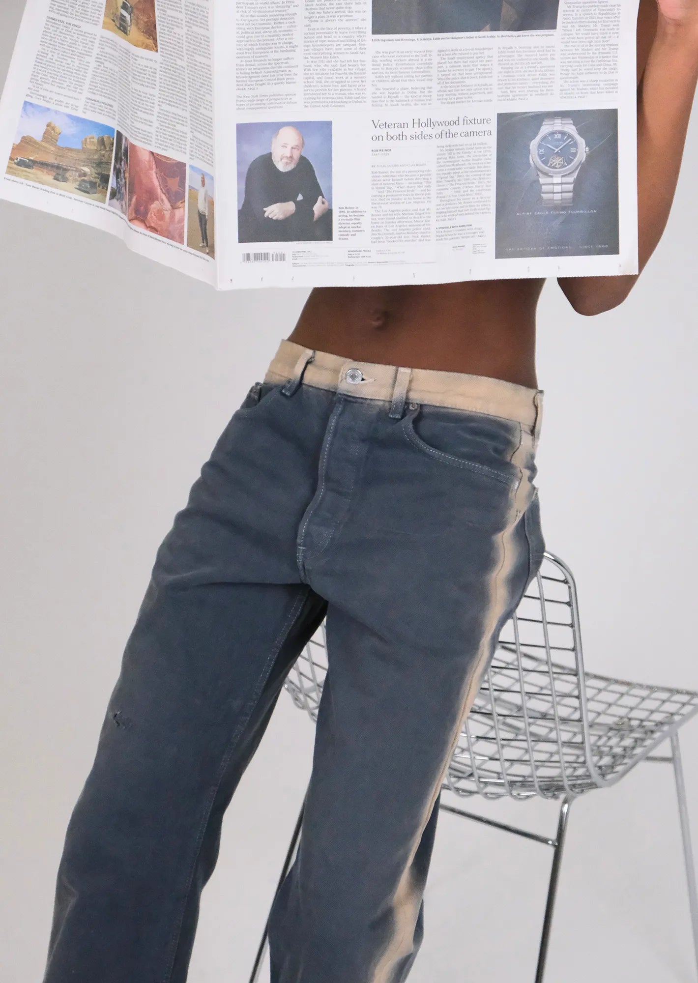 Redone tie dye striped levis