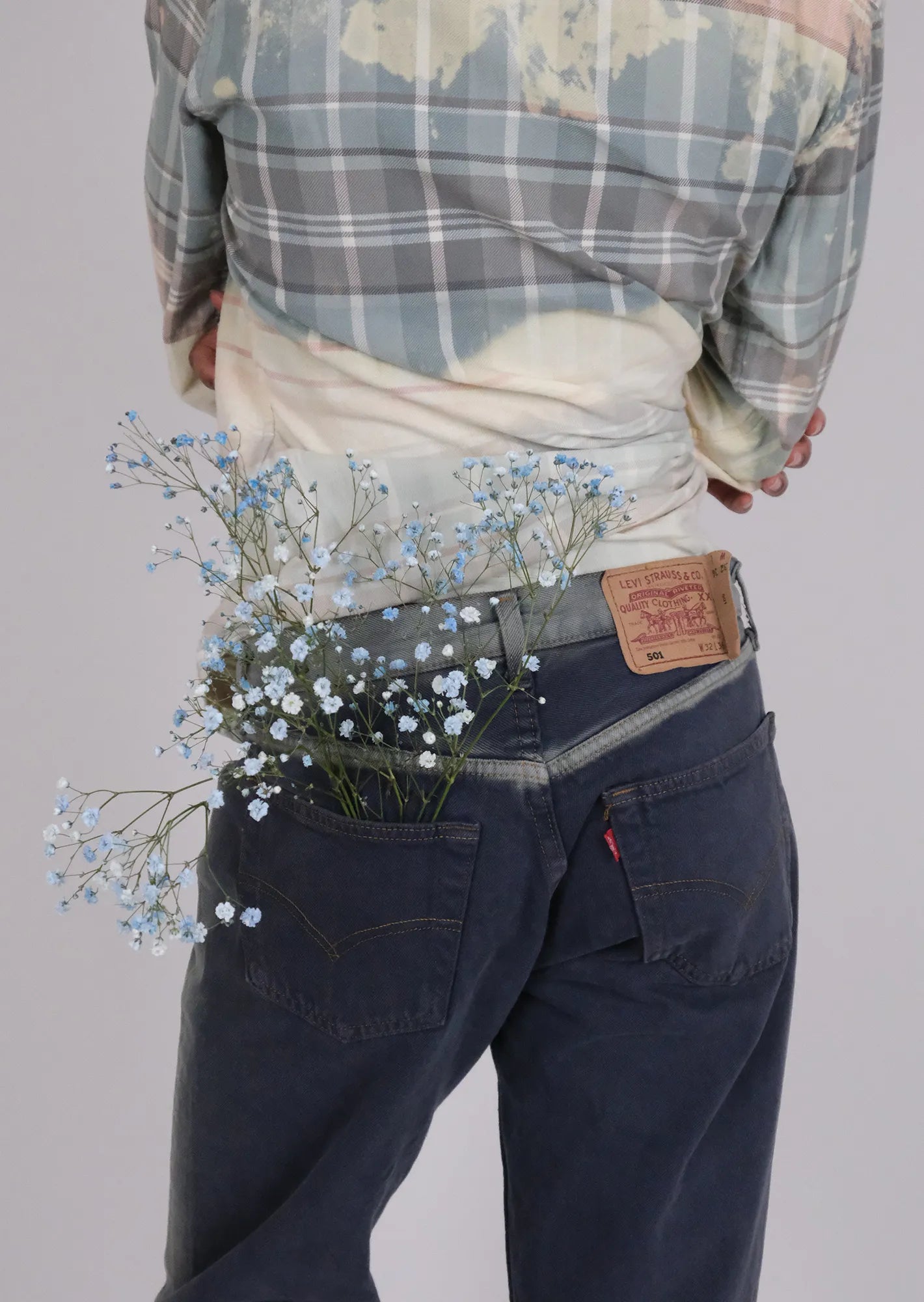 Redone tie dye striped levis