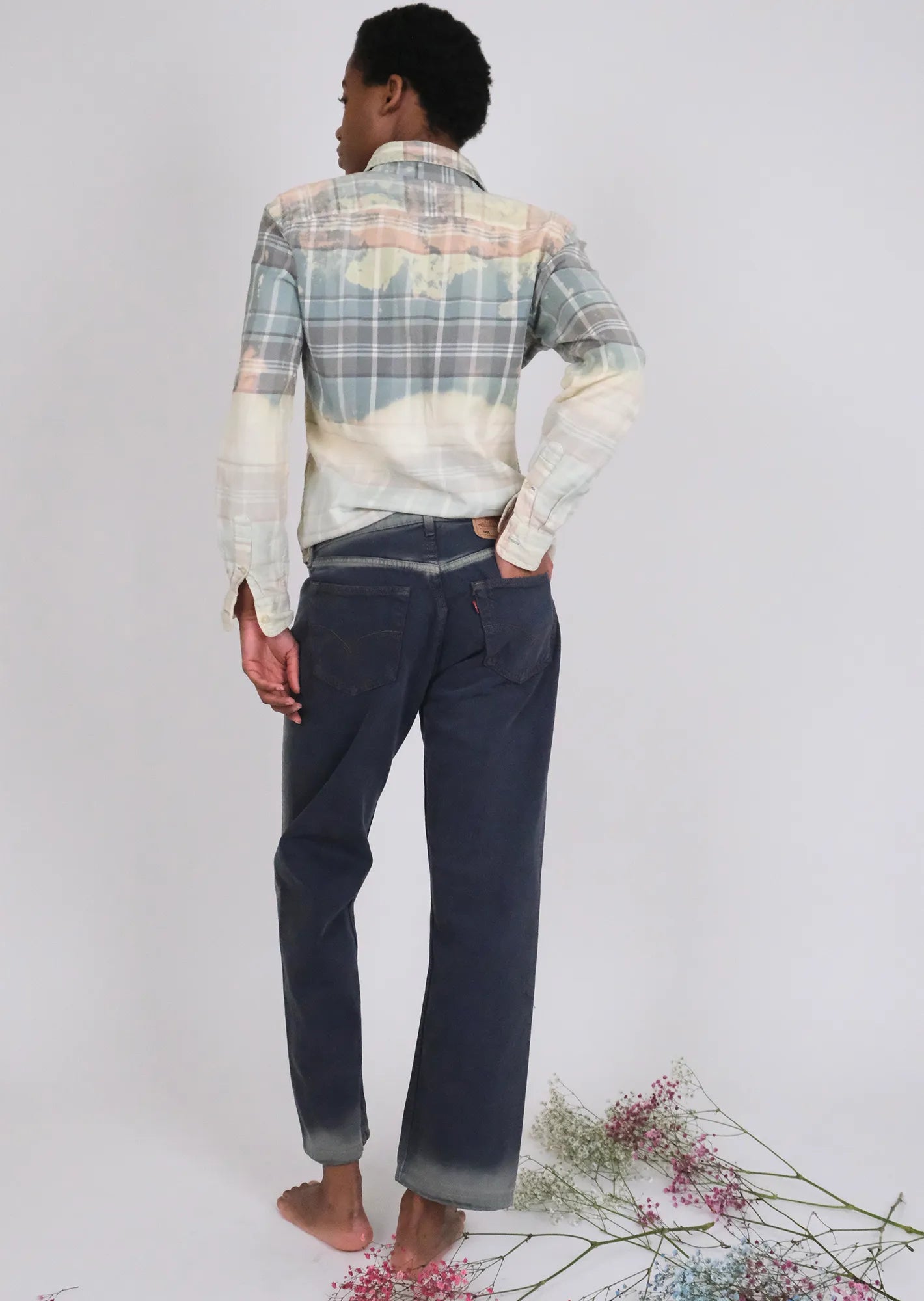 Redone tie dye striped levis