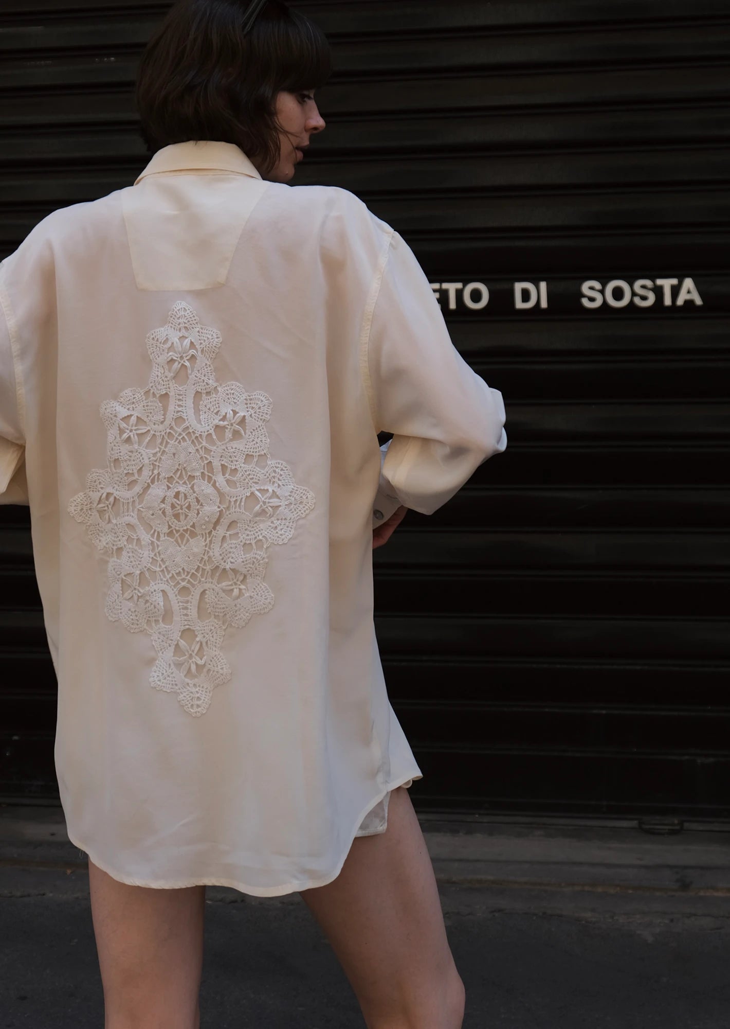 Silk crochet shirt