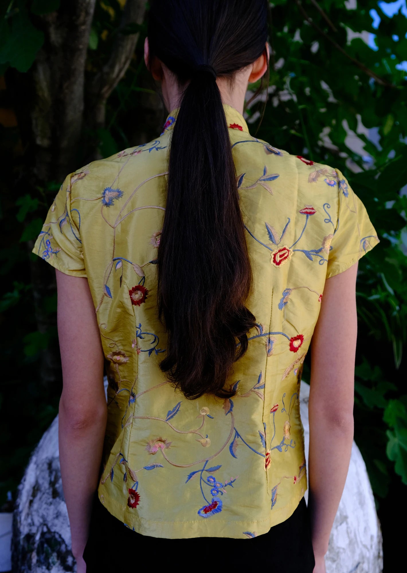Lime Chinese embroidered shirt
