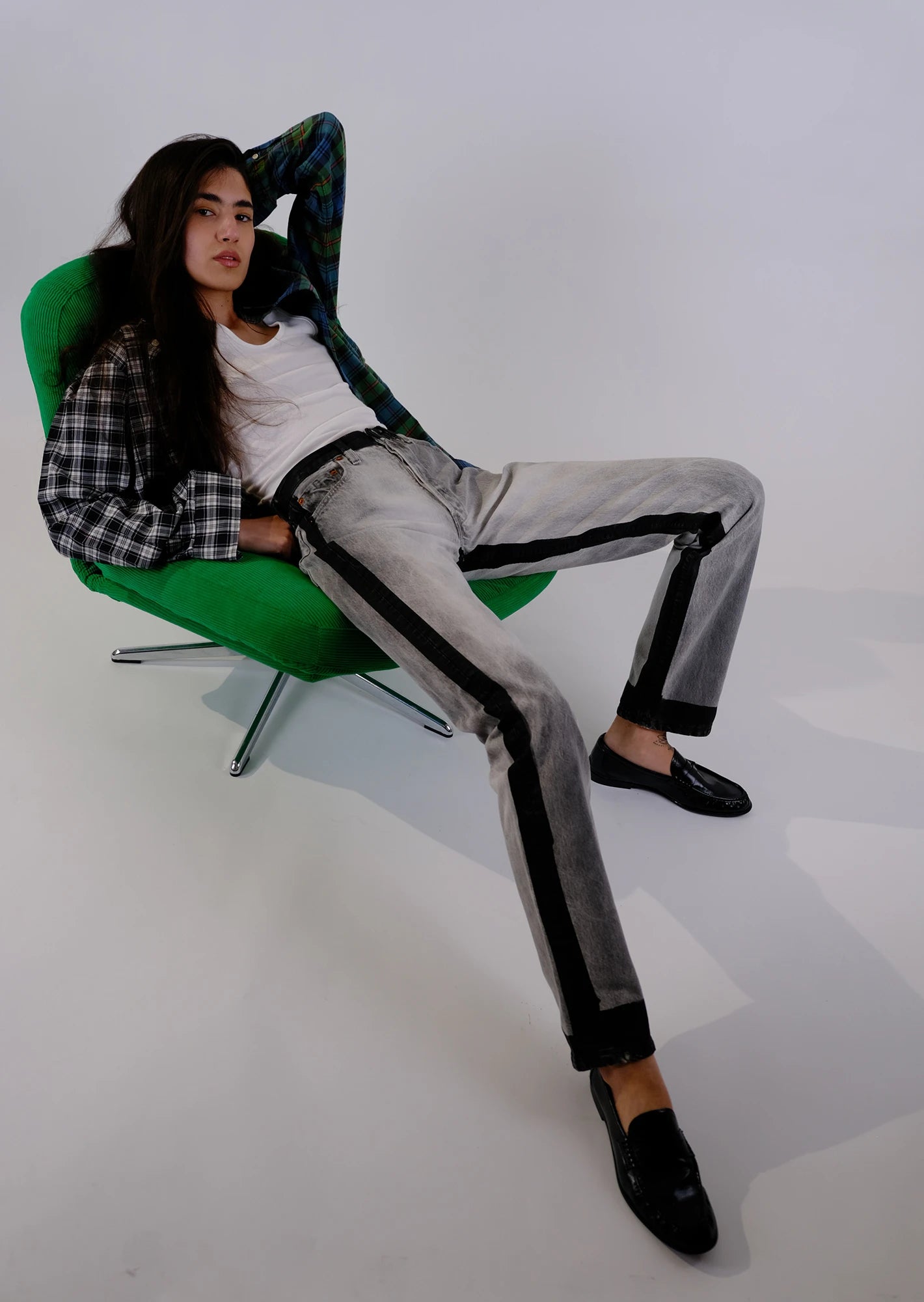 Redone tie dye striped levis
