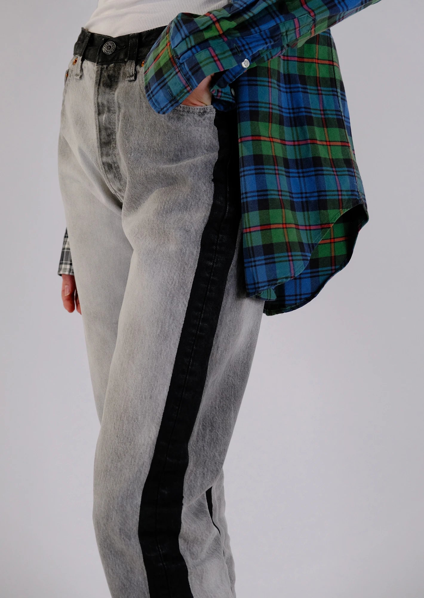 Redone tie dye striped levis