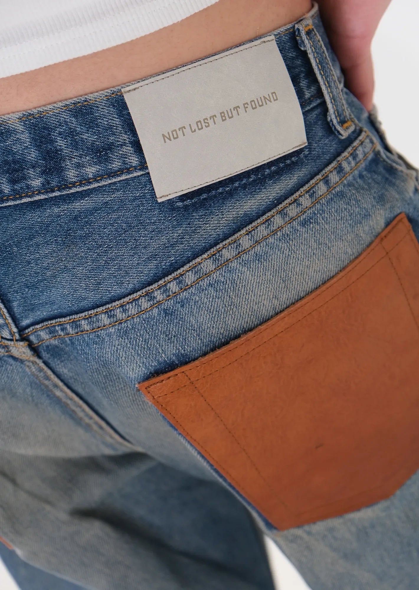 Redone distressed levis leather pocket