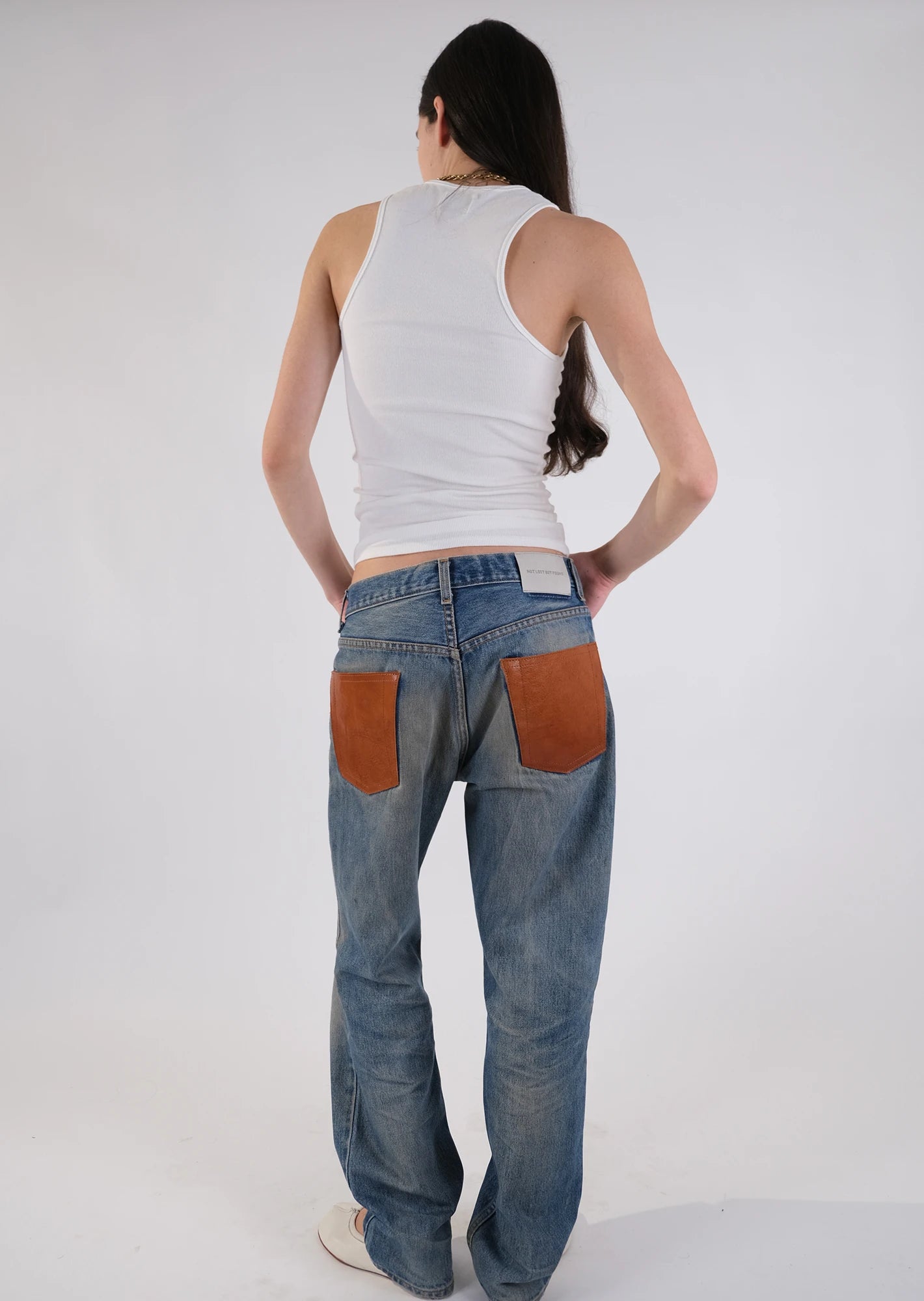 Redone distressed levis leather pocket