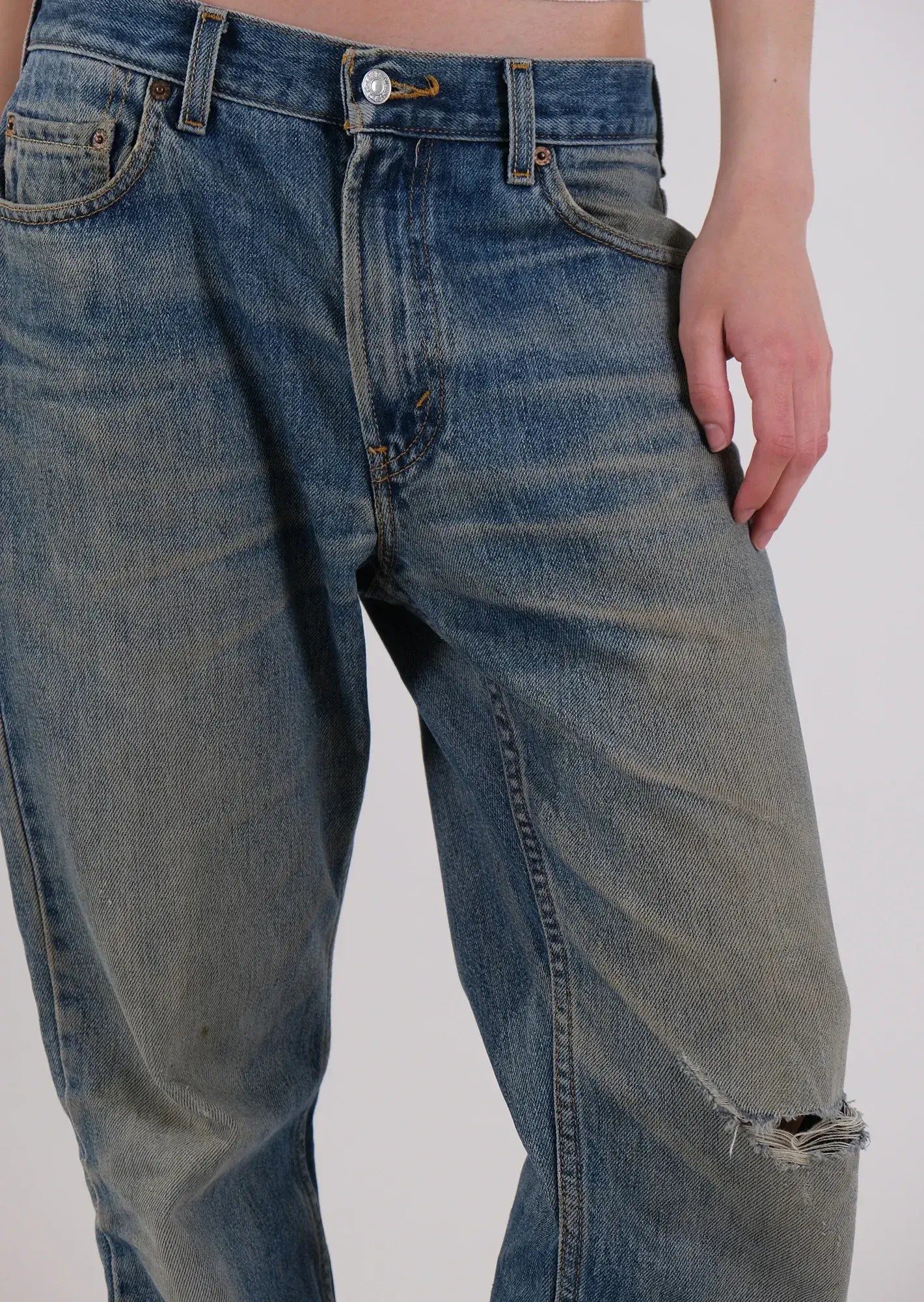 Redone distressed levis leather pocket