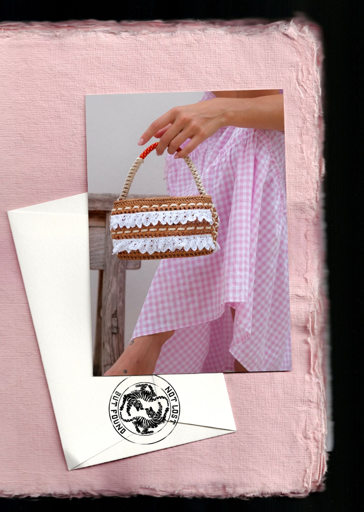 Vimini crochet leather basket