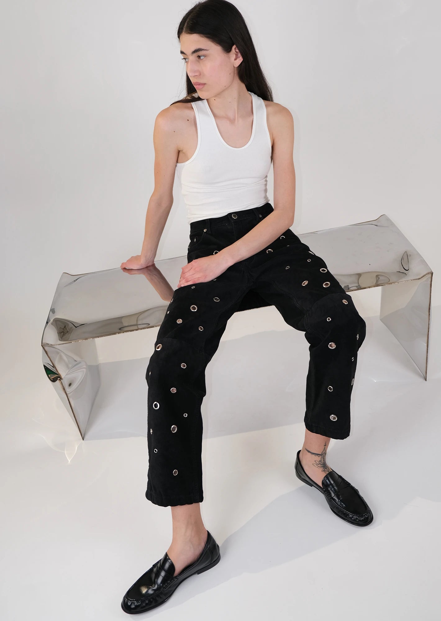 Suade eyelets pants