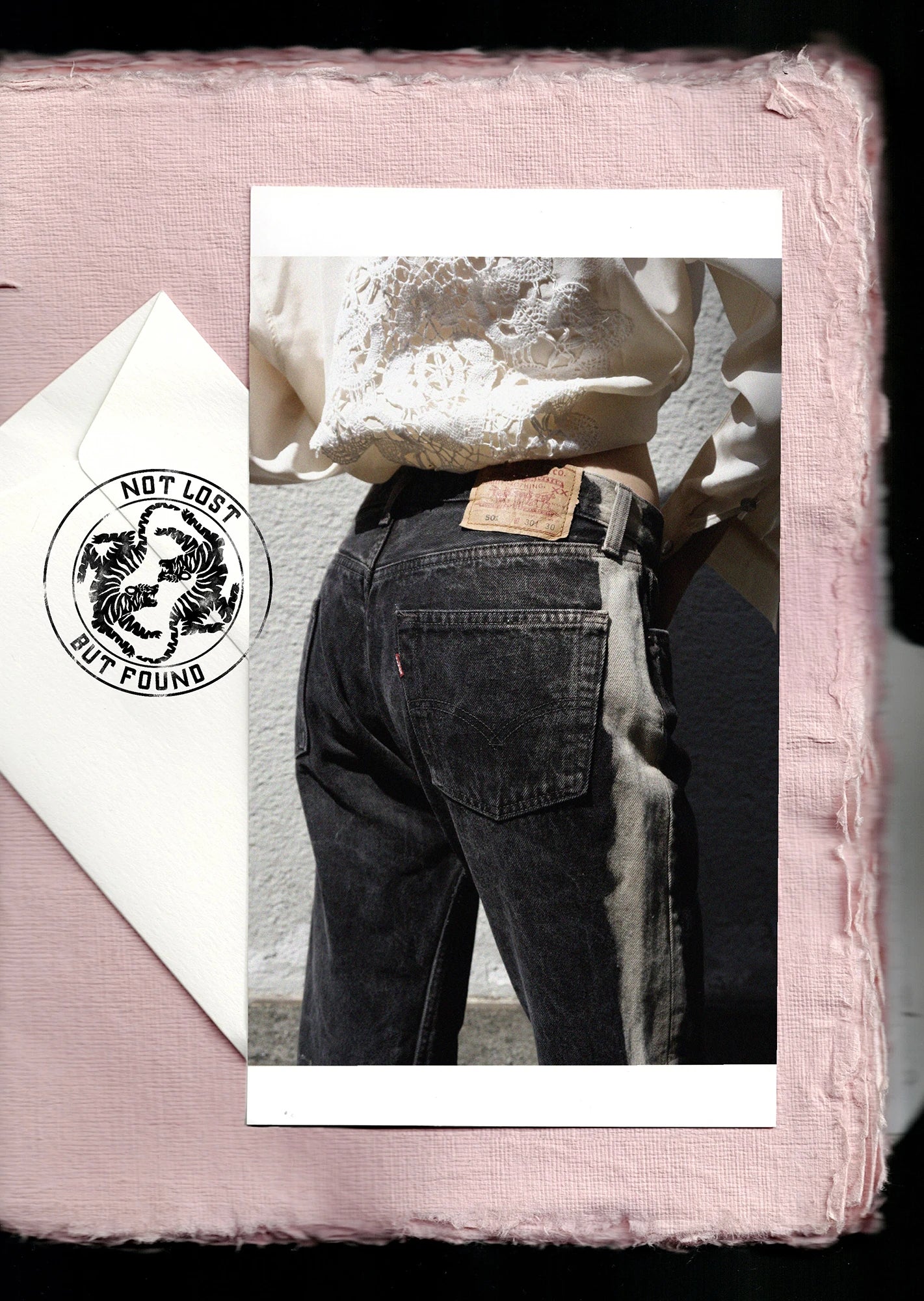 Black tie dye striped denim