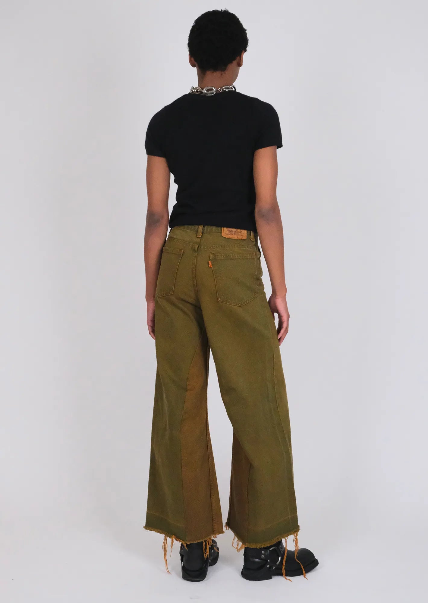 Redone tie dye flared denim