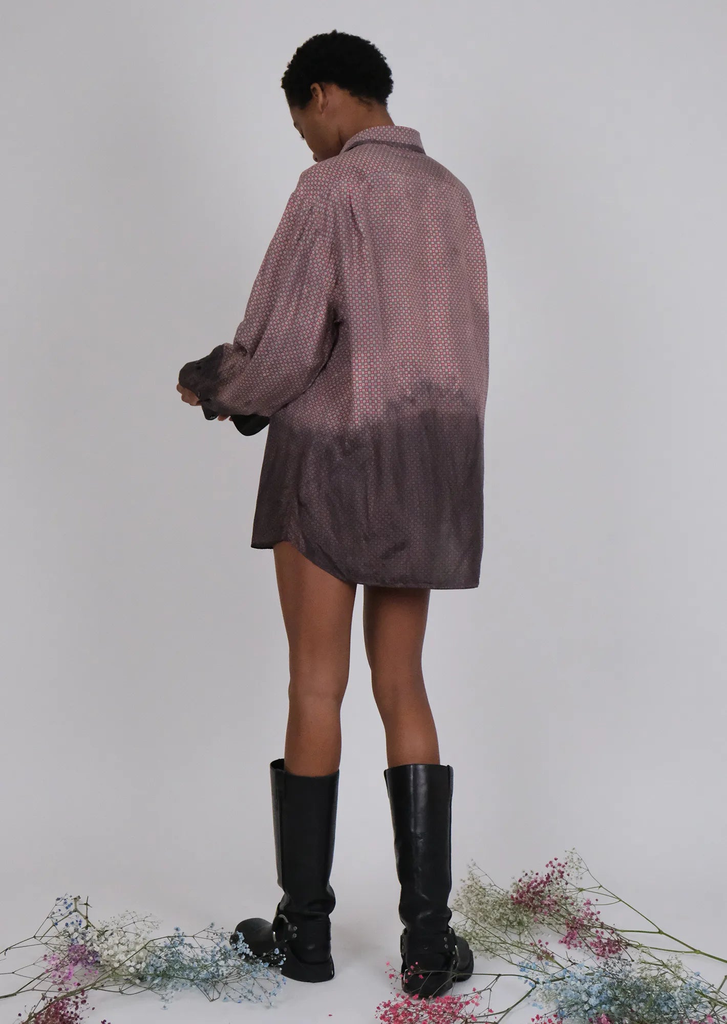 Tie dye print silk shirt
